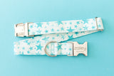 Mint Blue Stars Dog Collar