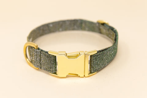 Olive Glitter Dog Collar