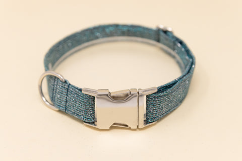 Teal Glitter Dog Collar