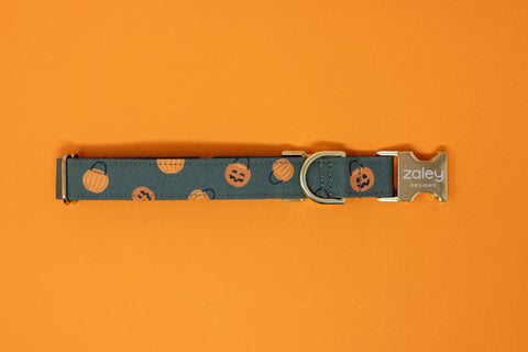 Olive Jack O Lantern Dog Collar