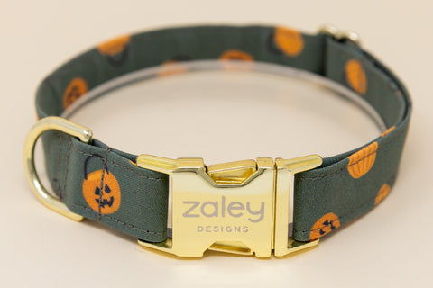 Olive Jack O Lantern Dog Collar