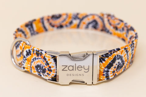Orange and Black Tie Dye Dog Collar