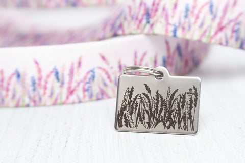 Lavender Floral Dog Tag