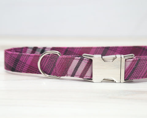 Dolly Purple Plaid Dog Collar
