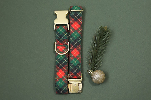Christmas Buffalo Plaid Fabric Dog Collar