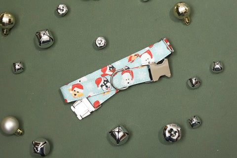 Santa Dogs Fabric Dog Collar