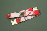 Charlotte Pink Christmas Plaid Fabric Dog Collar