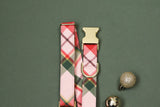 Charlotte Pink Christmas Plaid Fabric Dog Collar