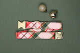 Charlotte Pink Christmas Plaid Fabric Dog Collar