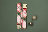 Charlotte Pink Christmas Plaid Fabric Dog Collar