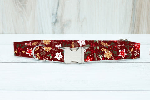 Poinsettia Dog Collar
