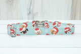 Santa Dogs Fabric Dog Collar
