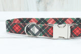 Aspen White Christmas Plaid Dog Collar