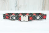 Aspen White Christmas Plaid Dog Collar