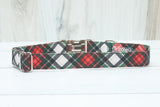 Aspen White Christmas Plaid Dog Collar
