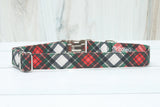 Aspen White Christmas Plaid Dog Collar
