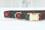 Christmas Buffalo Plaid Fabric Dog Collar