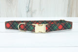 Christmas Buffalo Plaid Fabric Dog Collar