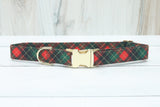 Christmas Buffalo Plaid Fabric Dog Collar