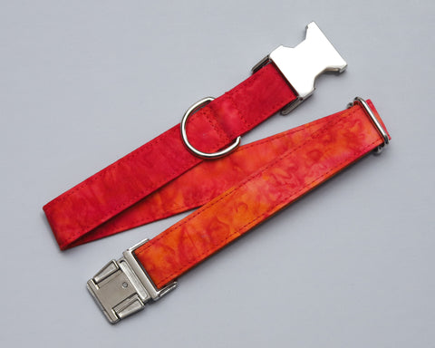 Any 1" wide size - Red Orange Ombre - Silver Buckle