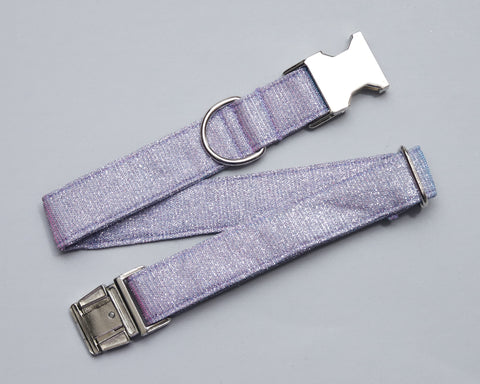 Any 1" wide size - Purple Glitter - Silver Buckle