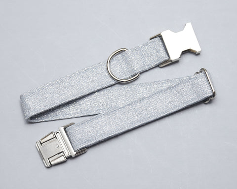 Any 1" wide size - Silver Glitter - Silver Buckle