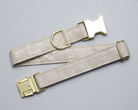 Any 1" wide size - Champagne Glitter - Gold Buckle