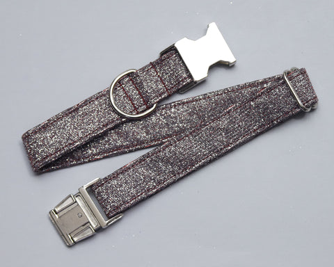 Any 1" wide size - Burgundy Glitter - Silver Buckle
