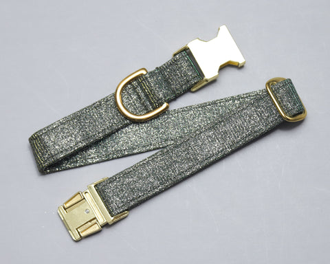 Any 1" wide size - Olive Glitter - Gold Buckle