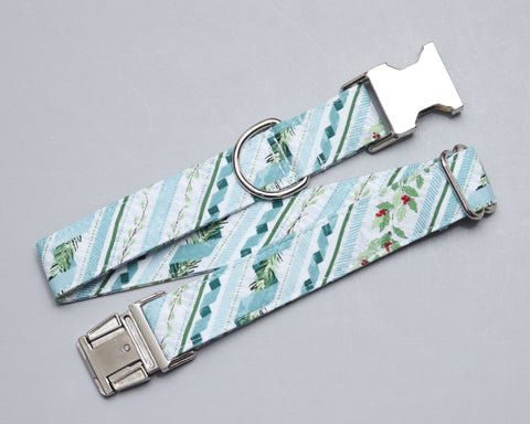 Any 1" wide size - Mint Garland Stripe - Silver Buckle