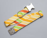 Any 1" wide size - Yellow Diagonal Stripe - Silver Buckle