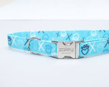 Any 1" wide size - Blue XOXO - Silver Buckle