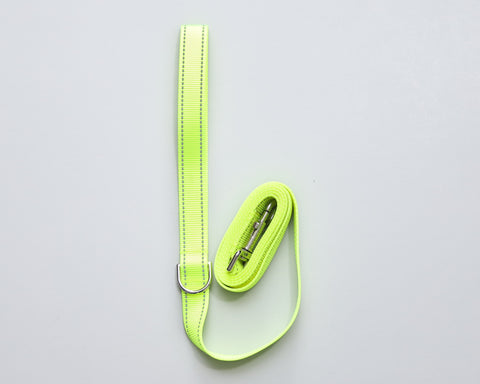 6' 1" LEASH - Neon Yellow Reflective- Silver Hardware