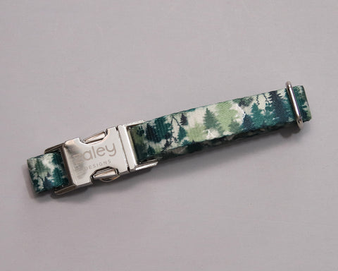 SMALL - Evergreen Trees Webbing - Silver Buckle