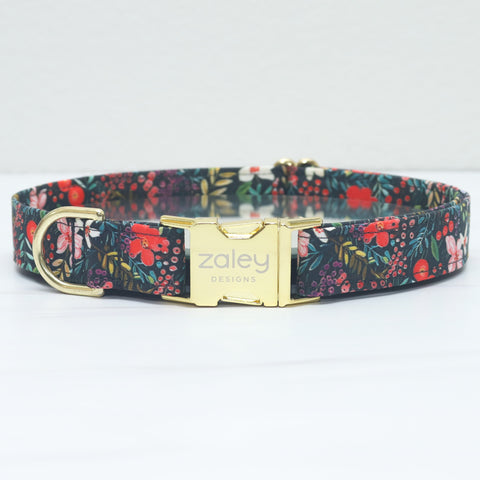 Poinsettia Floral Christmas Dog Collar
