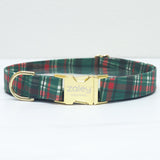 Evergreen Christmas Plaid Dog Collar