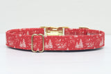 Santa & Reindeer Toile Dog Collar