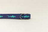 Mint and Navy Sharks Dog Collar