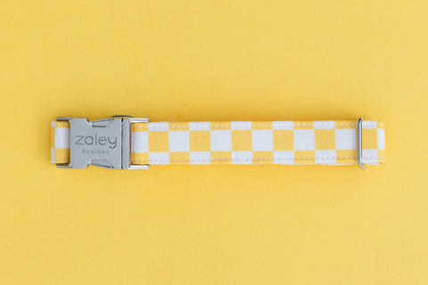 Yellow Checker Dog Collar