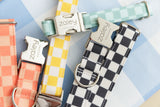 Coral Checker Dog Collar