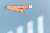 Coral Checker Dog Collar