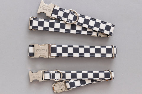 Black & White Checker Dog Collar