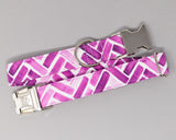 Purple Watercolor Herringbone Dog Collar
