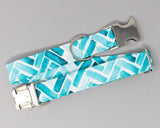 Mint Watercolor Herringbone Dog Collar