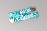 Mint Watercolor Herringbone Dog Collar