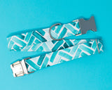 Mint Watercolor Herringbone Dog Collar