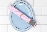 Pink & White Seersucker Dog Collar