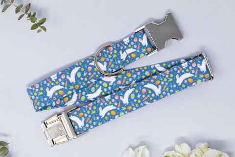 Blue Bunnies Dog Collar