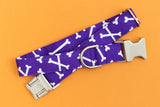 Purple and White Bones Dog Collar