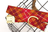 Burgundy Plaid Dog Collar